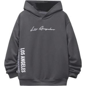 imageSOLY HUX Boys Hoodies Letter Graphic Sweatshirt Drop Shoulder Long Sleeve Casual Pullover TopsGrey Letter