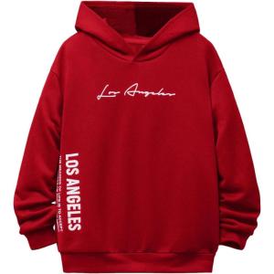 imageSOLY HUX Boys Hoodies Letter Graphic Sweatshirt Drop Shoulder Long Sleeve Casual Pullover TopsRed Letter