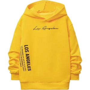 imageSOLY HUX Boys Hoodies Letter Graphic Sweatshirt Drop Shoulder Long Sleeve Casual Pullover TopsYellow Letter
