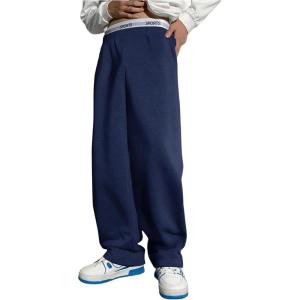 imageSOLY HUX Boys Sports Athletic Sweatpants Wide Leg Casual Fall Letter Elastic Waist Baggy PantsDark Blue