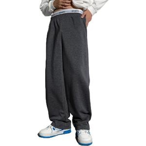 imageSOLY HUX Boys Sports Athletic Sweatpants Wide Leg Casual Fall Letter Elastic Waist Baggy PantsDark Grey