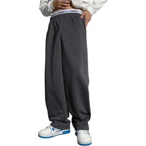 imageSOLY HUX Boys Sports Athletic Sweatpants Wide Leg Casual Fall Letter Elastic Waist Baggy PantsDark Grey Letter