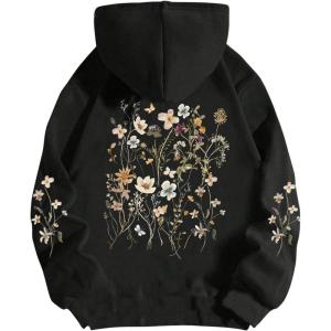 imageSOLY HUX Girls Floral Graphic Hoodies Sweatshirt Long Sleeve Casual Pullover TopsBlack Floral