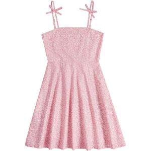 imageSOLY HUX Girls Floral Print Spaghetti Strap Dress Sleeveless Aline Mini Dresses Summer Beach SundressLight Pink