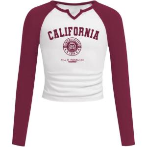 imageSOLY HUX Girls Long Sleeve T Shirts Cute Graphic Tees Casual Teen Tops Preppy Back to School ClothesBurgundy and White