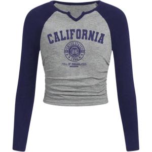 imageSOLY HUX Girls Long Sleeve T Shirts Cute Graphic Tees Casual Teen Tops Preppy Back to School ClothesDark Blue and Grey