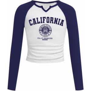 imageSOLY HUX Girls Long Sleeve T Shirts Cute Graphic Tees Casual Teen Tops Preppy Back to School ClothesDark Blue and White