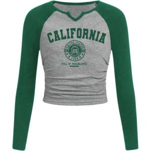 imageSOLY HUX Girls Long Sleeve T Shirts Cute Graphic Tees Casual Teen Tops Preppy Back to School ClothesDark Green and Grey