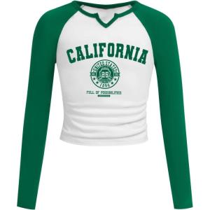 imageSOLY HUX Girls Long Sleeve T Shirts Cute Graphic Tees Casual Teen Tops Preppy Back to School ClothesGreen Graphic