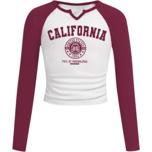 imageSOLY HUX Girls Long Sleeve T Shirts Cute Graphic Tees Casual Teen Tops Preppy Back to School ClothesRed and White