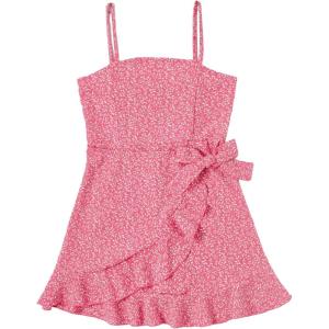 imageSOLY HUX Girls Spaghetti Strap Dress Floral Print Sleeveless Summer Beach Casual Sundress Aline Mini DressesDark Pink Floral
