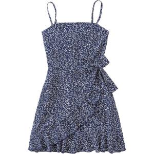 imageSOLY HUX Girls Spaghetti Strap Dress Floral Print Sleeveless Summer Beach Casual Sundress Aline Mini DressesNavy Blue