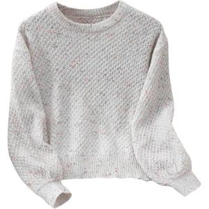 imageSOLY HUX Girls Sweater Crew Neck Long Sleeve Drop Shoulder Casual Knitted Pullover TopPure White