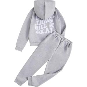 imageSOLY HUX Girls Sweatsuit 2 Piece Outfits Casual Graphic Long Sleeve Hoodies Sweatshirts and Sweatpants Set Fall ClothesGrey Graphic