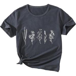 imageSOLY HUX Girls T Shirts Short Sleeve Cute Graphic Tees Crewneck Cartoon Cat Print Summer TopsDark Grey Print