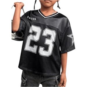 imageSOLY HUX Toddler Girls Graphic TShirts Short Sleeve V Neck Tee Shirts Jersey Tops Y2k StreetwearBlack Letter