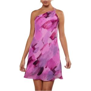 imageSOLY HUX Womens Mini Dress Tie Dye One Shoulder Sleeveless Backless Draped Summer DressesViolet Purple Tie Dye