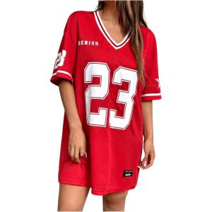 imageSOLY HUX Womens Summer Dresses V Neck Short Sleeve Jersey TShirt Dress Loose Mini DressRed Graphic