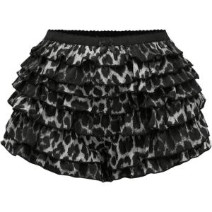 imageSOLY HUX Womens Y2k Leopard Print Mini Shorts Layered Ruffle Hem Low Waisted ShortsGrey Leopard