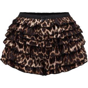 imageSOLY HUX Womens Y2k Leopard Print Mini Shorts Layered Ruffle Hem Low Waisted ShortsMulticoloured Leopard
