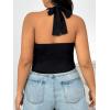 imageSOLY HUX Womens Plus Size Sexy Halter Deep V Neck Tank Top Backless Sleeveless Slim Fitted Going Out Crop TopsSolid Black