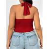 imageSOLY HUX Womens Plus Size Sexy Halter Deep V Neck Tank Top Backless Sleeveless Slim Fitted Going Out Crop TopsSolid Red