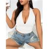 imageSOLY HUX Womens Plus Size Sexy Halter Deep V Neck Tank Top Backless Sleeveless Slim Fitted Going Out Crop TopsSolid White