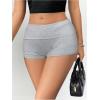 imageSOLY HUX Womens Low Elastic Waist Micro Shorts Fold Over Skinny Athletic Workout ShortsSolid Grey