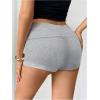 imageSOLY HUX Womens Low Elastic Waist Micro Shorts Fold Over Skinny Athletic Workout ShortsSolid Grey