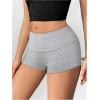 imageSOLY HUX Womens Low Elastic Waist Micro Shorts Fold Over Skinny Athletic Workout ShortsSolid Grey