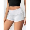 imageSOLY HUX Womens Low Elastic Waist Micro Shorts Fold Over Skinny Athletic Workout ShortsSolid White
