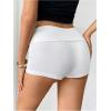 imageSOLY HUX Womens Low Elastic Waist Micro Shorts Fold Over Skinny Athletic Workout ShortsSolid White
