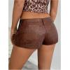 imageSOLY HUX Womens PU Leather Shorts Retro Straight Leg Party Music Festival Mini ShortsPlain Brown