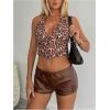 imageSOLY HUX Womens PU Leather Shorts Retro Straight Leg Party Music Festival Mini ShortsPlain Brown