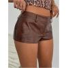 imageSOLY HUX Womens PU Leather Shorts Retro Straight Leg Party Music Festival Mini ShortsPlain Brown