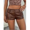 imageSOLY HUX Womens PU Leather Shorts Retro Straight Leg Party Music Festival Mini ShortsPlain Brown