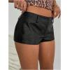 imageSOLY HUX Womens PU Leather Shorts Retro Straight Leg Party Music Festival Mini ShortsSolid Black