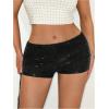 imageSOLY HUX Womens Sequin Shorts Elastic Low Rise Y2k Party Streetwear Mini ShortsPure Black