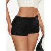 imageSOLY HUX Womens Sequin Shorts Elastic Low Rise Y2k Party Streetwear Mini ShortsPure Black