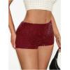 imageSOLY HUX Womens Sequin Shorts Elastic Low Rise Y2k Party Streetwear Mini ShortsSolid Burgundy