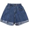 imageSOLY HUX Womens Denim Shorts Elastic High Waisted Straight Leg Casual Summer Jeans ShortsPlain Blue