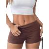 imageSOLY HUX Womens Low Elastic Waist Micro Shorts Fold Over Skinny Athletic Workout ShortsSolid Chocolate Brown