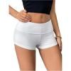 imageSOLY HUX Womens Low Elastic Waist Micro Shorts Fold Over Skinny Athletic Workout ShortsSolid White