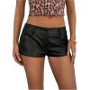 imageSOLY HUX Womens PU Leather Shorts Retro Straight Leg Party Music Festival Mini ShortsSolid Black