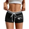 imageSOLY HUX Womens Y2k Skinny Shorts Drawstring Waist Graphic Print Casual Summer Mini ShortsBlack Printed