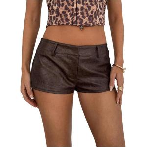 imageSOLY HUX Womens PU Leather Shorts Retro Straight Leg Party Music Festival Mini ShortsViolet Purple