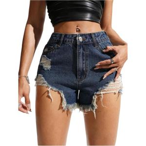 imageSOLY HUX Womens Ripped Jean Shorts Raw Hem Distressed Denim Shorts StreetwearSolid Medium Blue