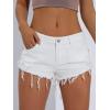 imageSOLY HUX Womens High Waist Ripped Raw Trim Denim Shorts Casual Summer Short Jeans with PocketsPlain Solid White