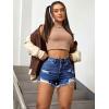 imageSOLY HUX Womens High Waist Ripped Raw Trim Denim Shorts Casual Summer Short Jeans with PocketsSolid Dark Blue