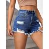 imageSOLY HUX Womens High Waist Ripped Raw Trim Denim Shorts Casual Summer Short Jeans with PocketsSolid Dark Blue